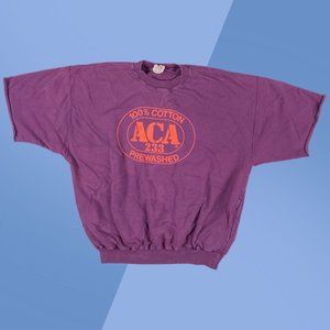 Vintage 90's ACA Prewashed Purple Logo S/S Sweatshirt W/ Pockets Men's XL